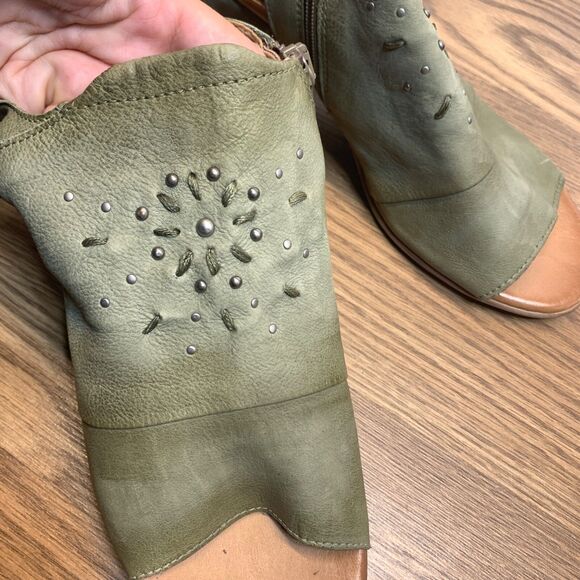 Miz Mooz Leather Heeled Sandals Berkeley Sage Green Womens 40 - Picture 8 of 16